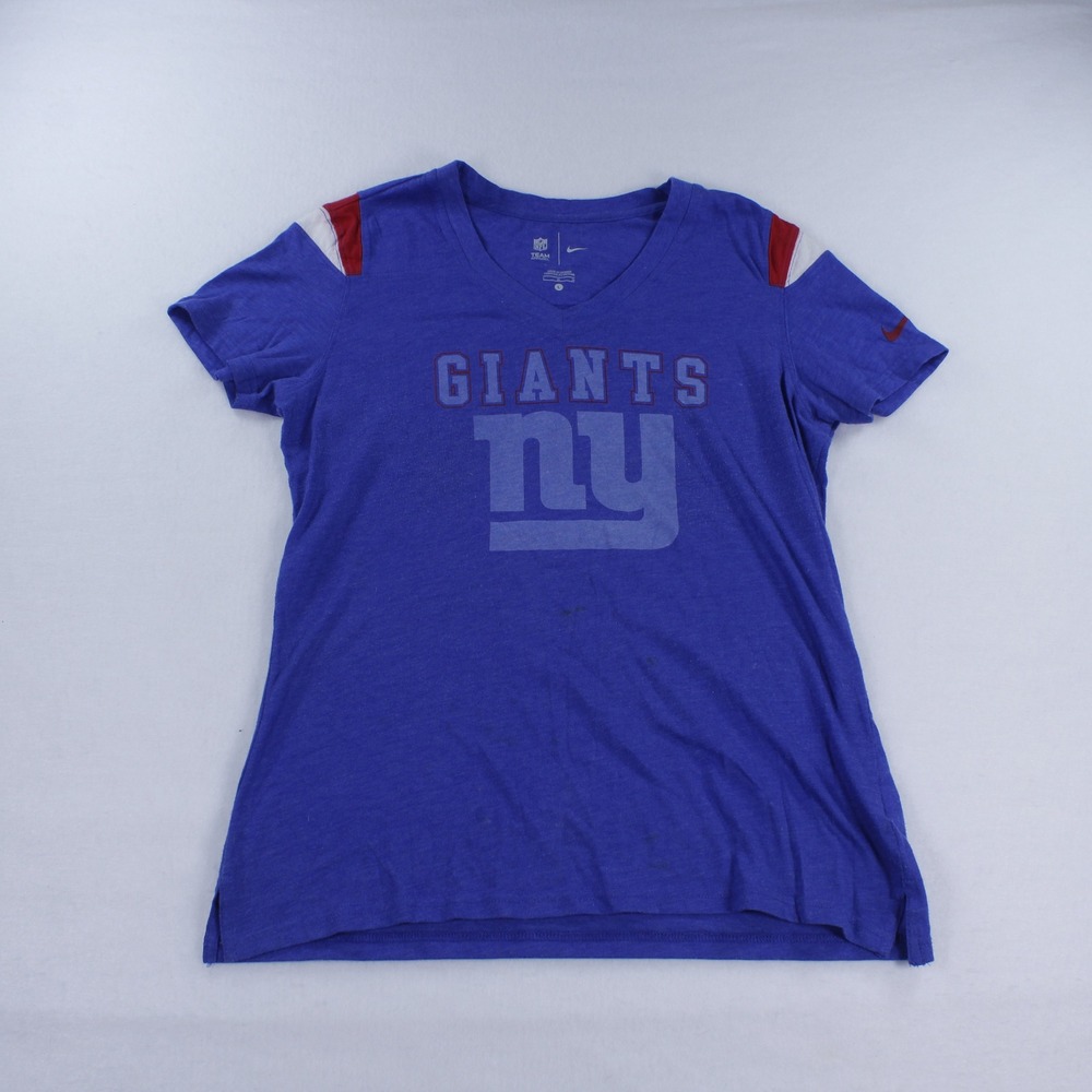 Nike NFL Team Apparel New York Giants Women's V-Neck T-Shirt Blue Size L